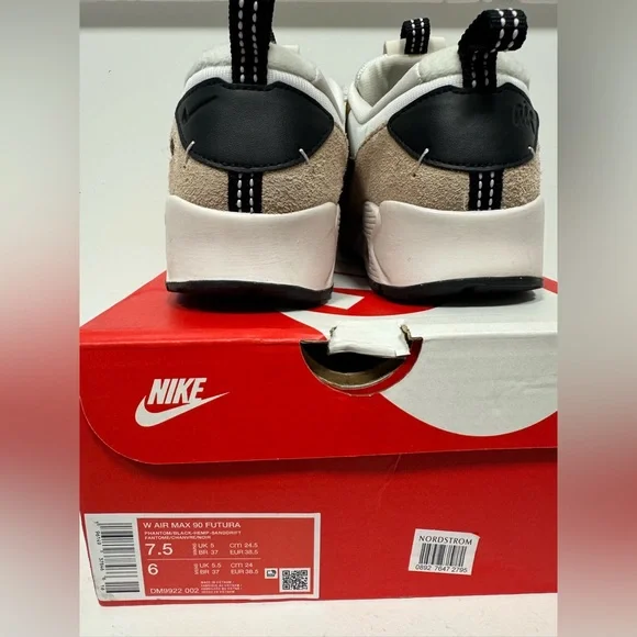 Nike Air Max 90 Futura Sneakers in White, Tan, and Black - Picture 3 of 5